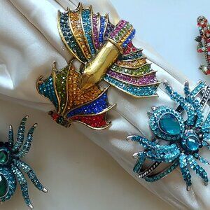 Fierce & Fabulous Creature Bling Jewelry– Rhinestone Spider, Dragon, & Alligator